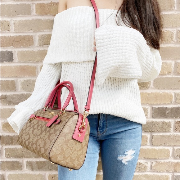 Coach Khaki Signature satchel crossbody pink - Picture 2 of 5